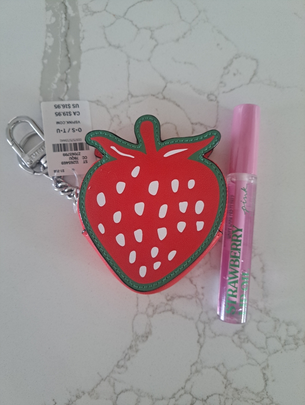 Pink Coin/KeYchain & Lip oil - New